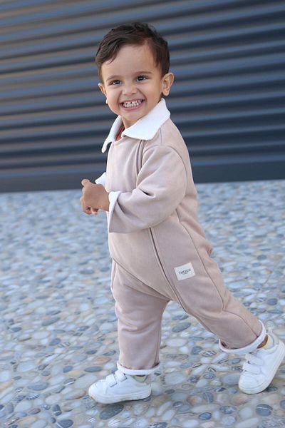 Totzee Suede Front Zippered Scuba Jumpsuit Latte