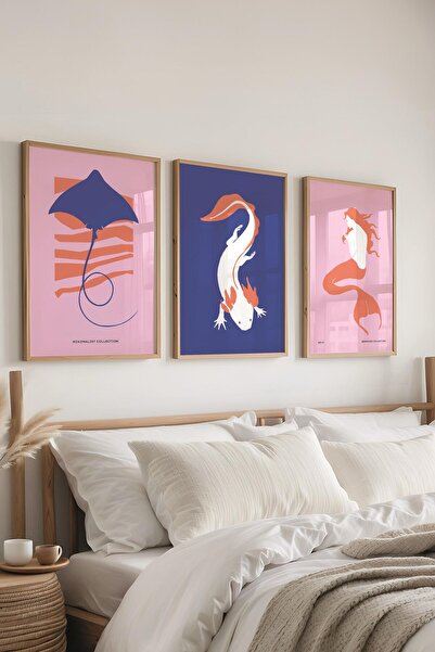 Postifull Set de pictură înrămată, 3 bucăți de rame din lemn și set de poster...