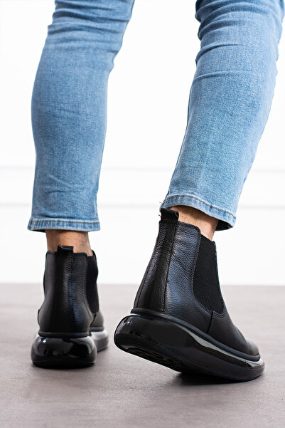 Safari Ayakkabı Ανδρικές γνήσιες μαύρες δερμάτινες μπότες Angeles Model