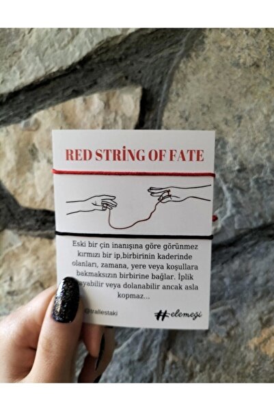 Tralles Takı Red String Fate - Kaderin Kırmızı Ipi Şans Bilekliği Ve Siyah Şa...