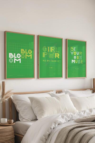 Postifull Set de pictură înrămată, 3 bucăți de rame din lemn și set de poster...