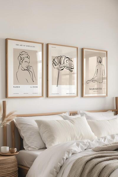 Postifull Set de pictură cu rame, 3 bucăți de rame din lemn și set de postere...