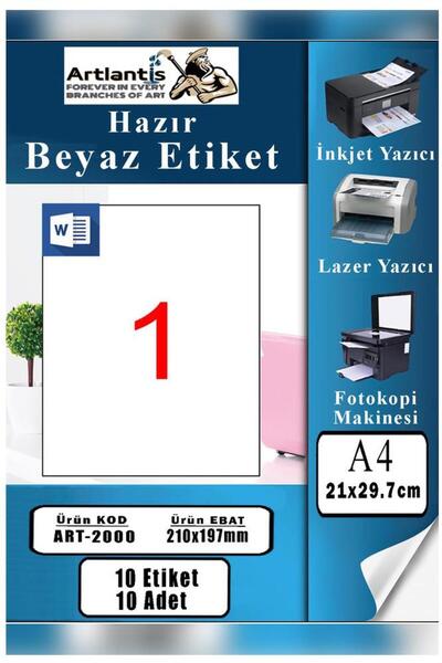 Artlantis A4 Hazır Etiket 210x297 mm 10 Sayfa 1 Paket Kendinden Yapışkanlı Fo...