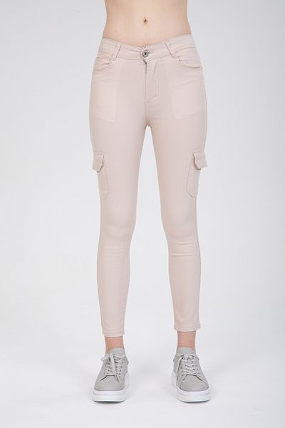 SHEVEGA Cream Cargo Pocket Lycra Skinny Jeans Skinny Jeans