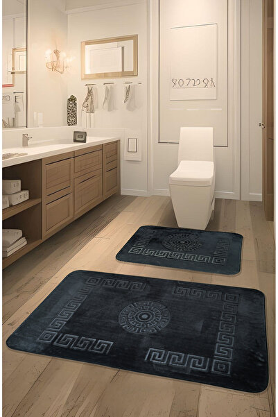 FeelHome سجادة حمام مطبوعة فاخرة من Simav Deluxe غير قابلة للانزلاق، ناعمة، م...