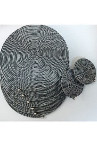 Trendev Smoked Cord Rope American Service Charging Charging Σετ 6 τεμαχίων για 6 άτομα, Σετ σουβέρ 6 τεμαχίων