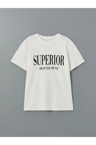 LC Waikiki XSIDE ACTIVE Buxe Tricou sport alb pentru femei, cu decolteu rotund, imprimat