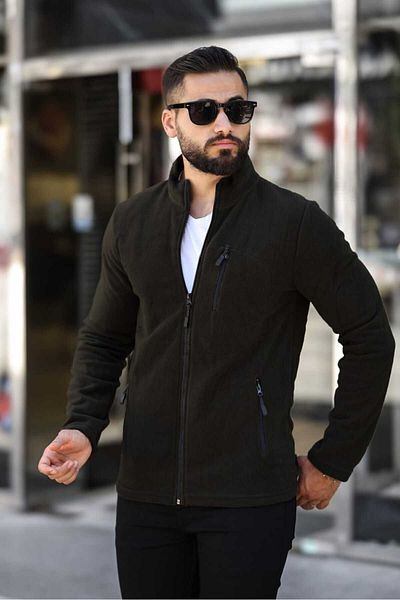 Butik Ανδρικό Fleece Khaki - Τυπικό μοντέλο με 3 τσέπες, πλήρες φερμουάρ