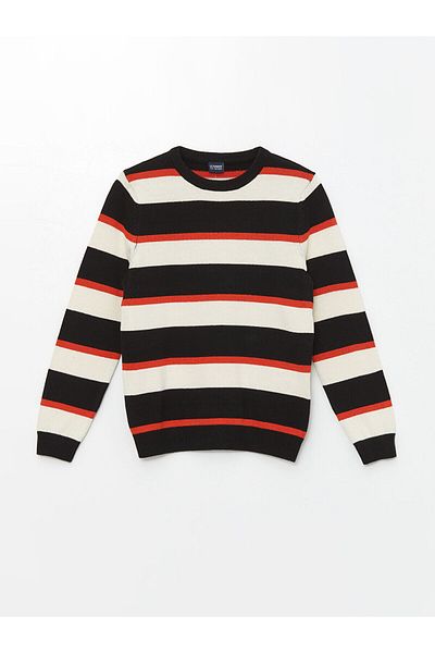 LC Waikiki Pulover pentru copii LCW Kids, cu dungi roșii vibrante, cu gâtul turn, cu mânecă lungă, pentru băieți