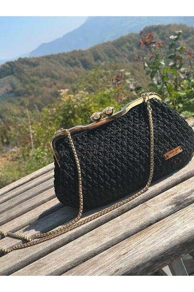 Handmade El Yapımı Siyah Abiye Çanta