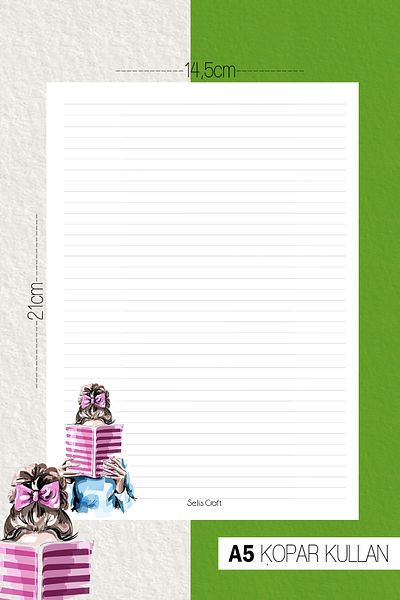 SelisCraft Girl Striped Notepad 05 Daily Planner, Σημειωματάριο, Λίστα εκκρεμοτήτων, Σημειωματάριο, Ατζέντα