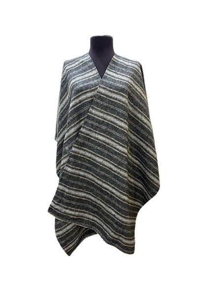 DNC Anthracite Thick Striped Poncho Fabric