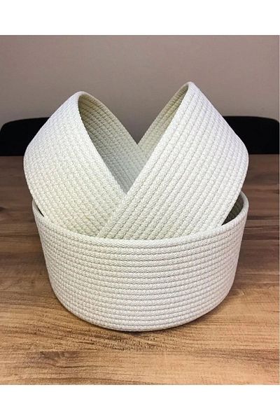 RVK White Handmade 3-Piece Set Basket Home Accessory Kitchen And Bathroom Decor