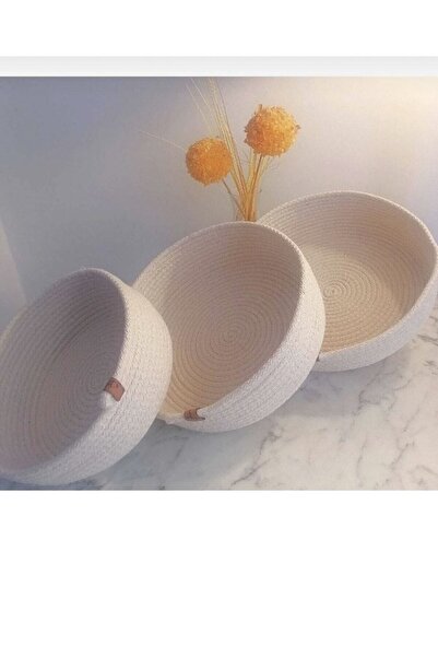 Myistasyon Καλάθι πολλαπλών χρήσεων 3 τεμαχίων, πλεκτό καλάθι με σχοινί γιούτας, διακοσμητικό σετ καλαθιού, σετ ψάθινο καλάθι, βαμβακερό σχοινί λευκό μπάνιο