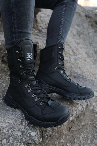 BZ Moda BZ999 Ορθοπεδικές Ανδρικές Μπότες - Casual Skin, Lace Up, ST Black