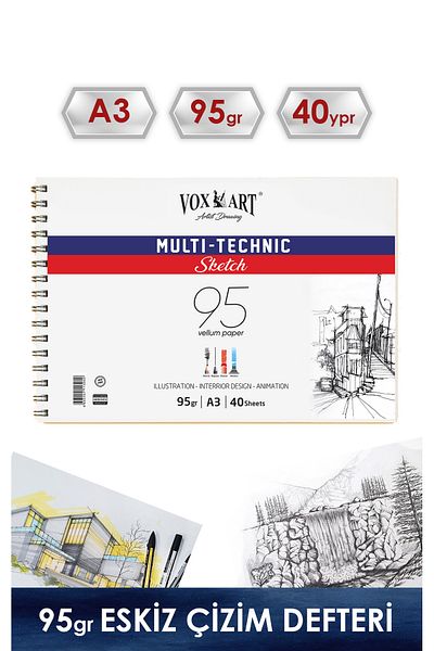 Vox Art 95 g Multitechnic Sketch Drawing Pad - A3