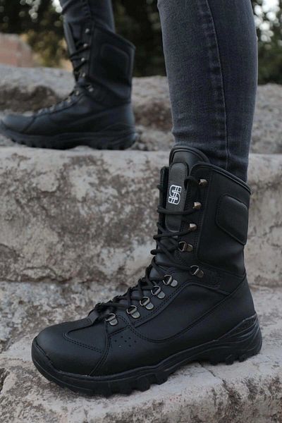 BZ Moda BZ999 Ορθοπεδικές Ανδρικές Μπότες - Casual Skin, Lace Up, ST Black