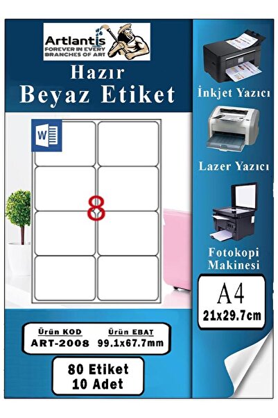 Artlantis A4 Hazır Etiket 99.1x67.7 mm 10 Sayfa 1 Paket Kendinden Yapışkanlı ...