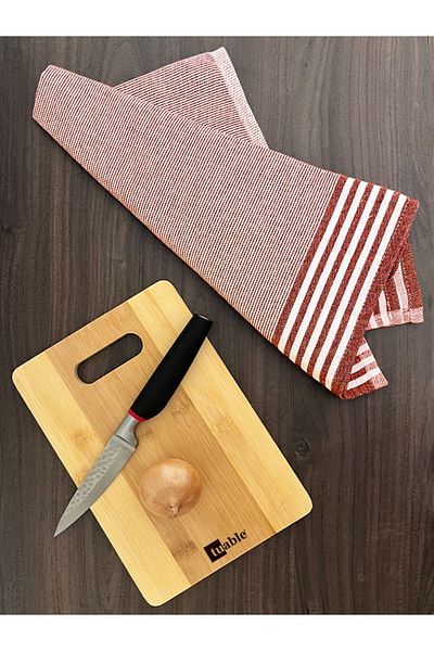 Tuable Zena Red Striped Resistant Cloth - Kitchen Drying, Multi-Purpose Serving Towel 47X70Cm