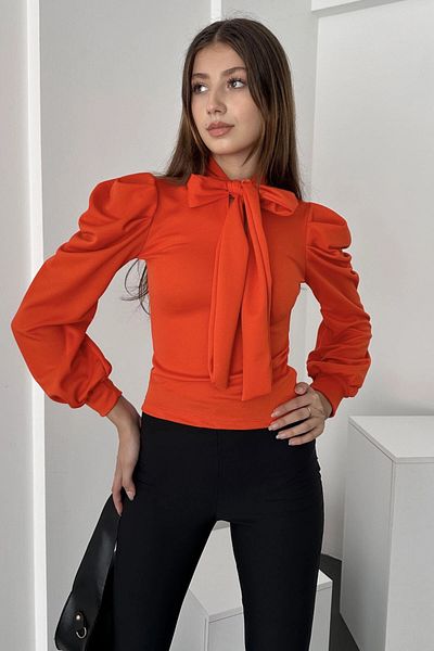 bacc Women's Red Lace-Up Sleeve Blouse with Cuff Detail Bcdf- 242112