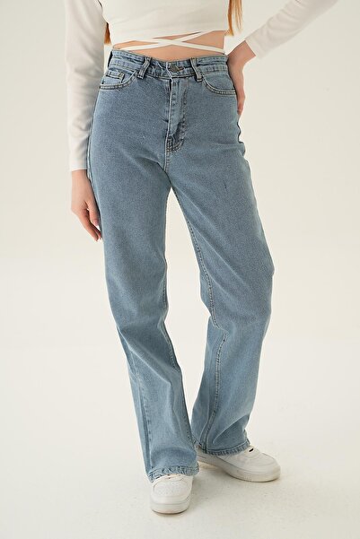 WODDİ Γυναικεία τζιν παντελόνια με ψηλή μέση Yuliya, φαρδιά τζιν