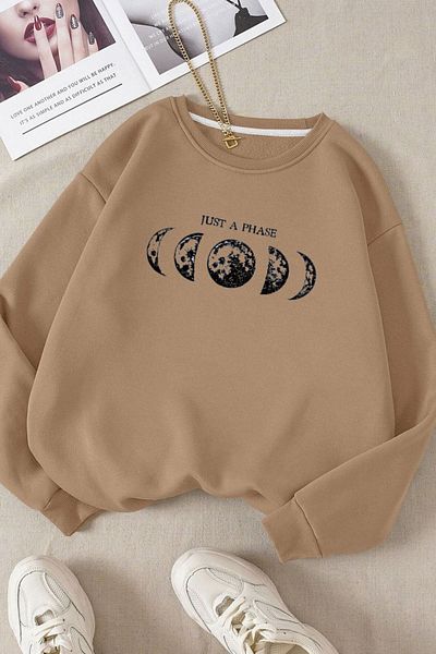 Moda Glo Βαμβακερό φούτερ με στάμπα Half Moon