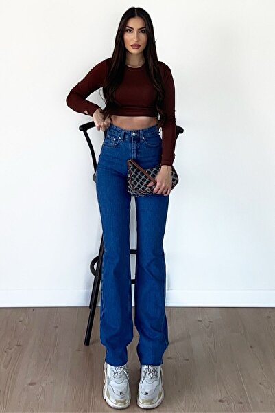 WODDİ أمايا بنطال جينز نسائي فضفاض عالي الخصر وواسع الساق