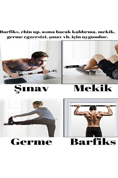 Tisul 63-100CM Krom Kapı Barı Koridor Barfiksi Barfix Spor Aleti Demiri Barfiks Çubuğu