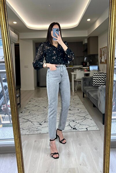 WODDİ ليندا بنطلون جينز نسائي عالي الخصر للأم