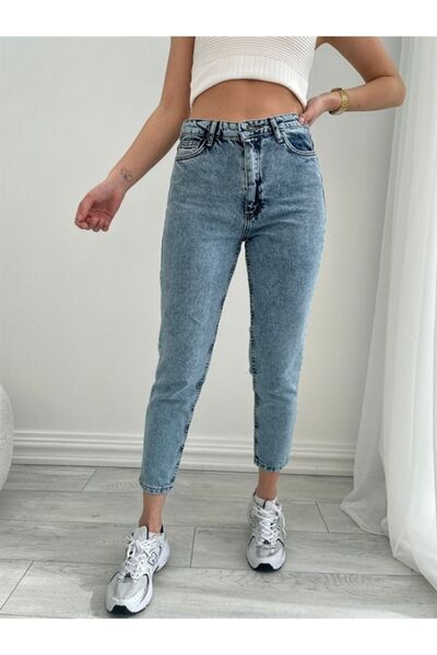 WODDİ Janseli Γυναικεία Mom Jean Ψηλόμεση Lycra Jeans Jean Παντελόνι
