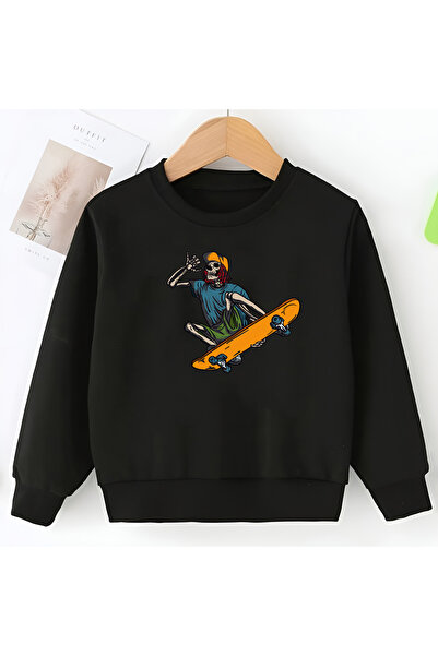 CDA Hanorac negru unisex pentru fetiță și băiat Skuller Skuller