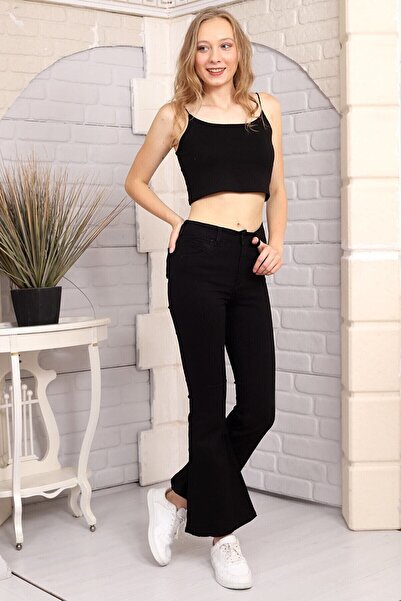 WODDİ Pantaloni de blugi spanioli negri Duyal pentru femei