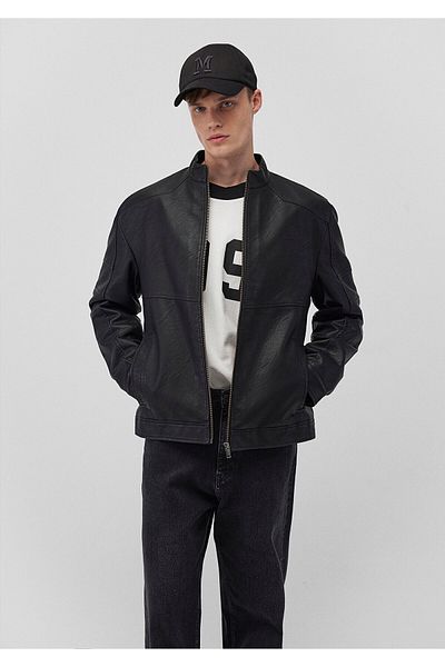 Mavi Stand Collar Black Faux Leather Jacket Slim Fit / Slim Fit 0110258 -71379