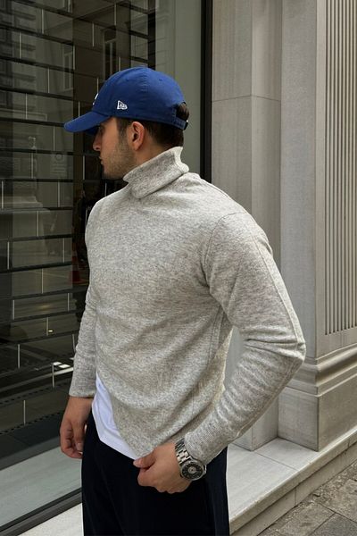 Livio Ferri Men's Wool Regular Fit Full Turtleneck Knitwear Sweater
