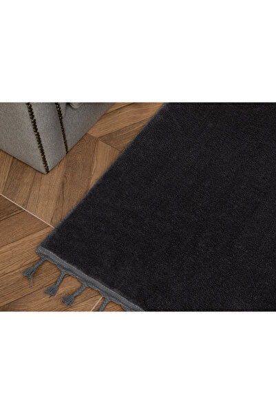 Madame Coco Carol Saçaklı Halı - Antrasit - 80x300 Cm