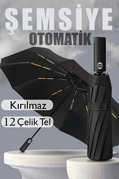 FİTHOME 12 Fiber Tel Tam Otomatik Rüzgarda Kırılmaz Şemsiye