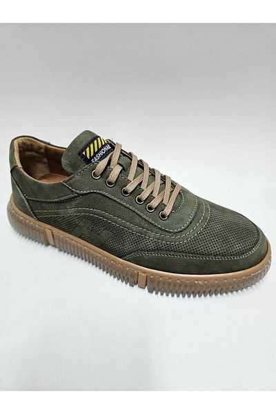 Luis Figo Khaki Leather Number 38-39 Lace-Up Khaki Color Men's Shoes