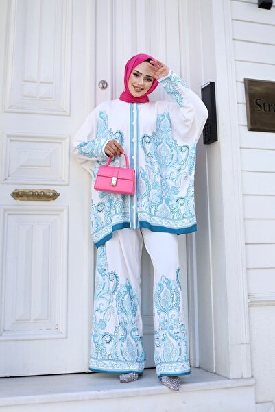 Wovi Moda Patterned Women's Shirt and Trousers Set