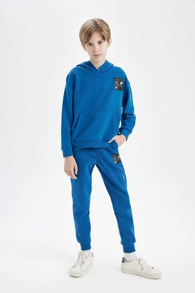 DeFacto Pantaloni de sport pentru băiat, cu etichetă țesută, cu talie elastică și buzunare D1648a824au