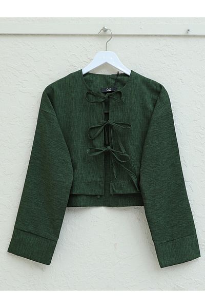 Modamorfo Emerald Color Double Tie Jacket and Skirt Set