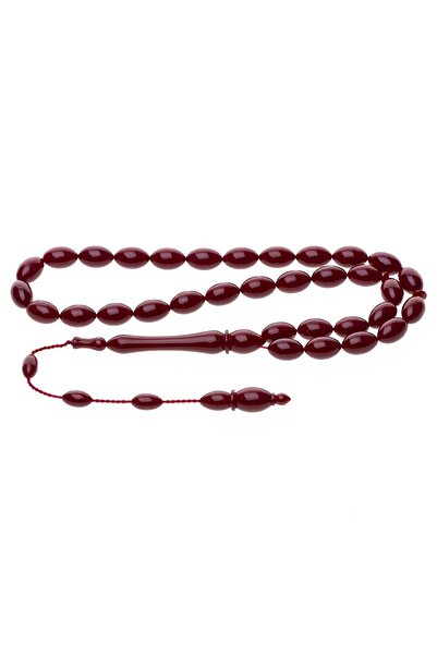 NAGISS 7-12 mm Kırmızı Renk Usta İşi Arpa Kesim Bakalit Sıkma Kehribar Tesbih