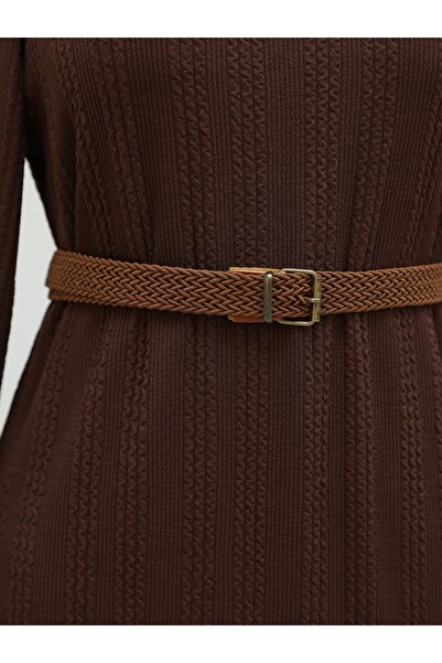 Modamorfo Turtleneck Belted Lycra Dress