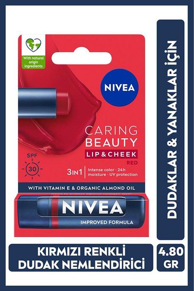 NIVEA Red 4.8g Moisturizing Spf30 Lip Care Cream - Natural Oils & Vitamin E