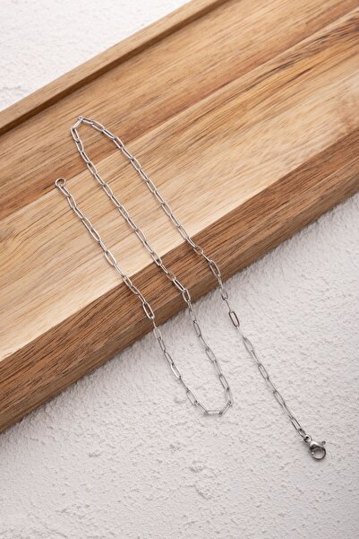 ByFlorya Jewelry قلادة سلسلة كابل مضادة للتشويه مقاس 2 مم - للاستخدام اليومي، حلقة بيضاوية، تفاصيل مشبك ورق فولاذي