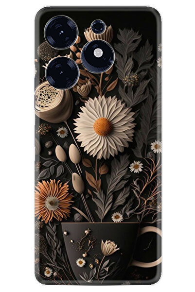 TECNO Spark 10 Pro Kılıf Boutique Baskılı Resimli Kahve Çiçek Pcode -095
