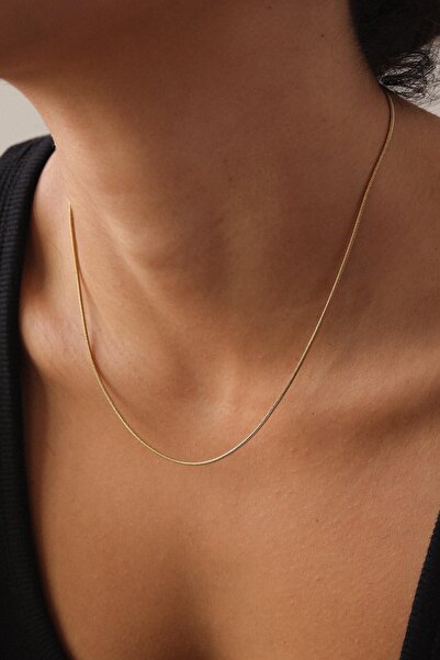 ByFlorya Jewelry Çelik Ince Italyan Zincir Kolye Balık Sırtı Yılan Zincir 1mm Kararmaz Gold Renk 45&60 Cm Unisex