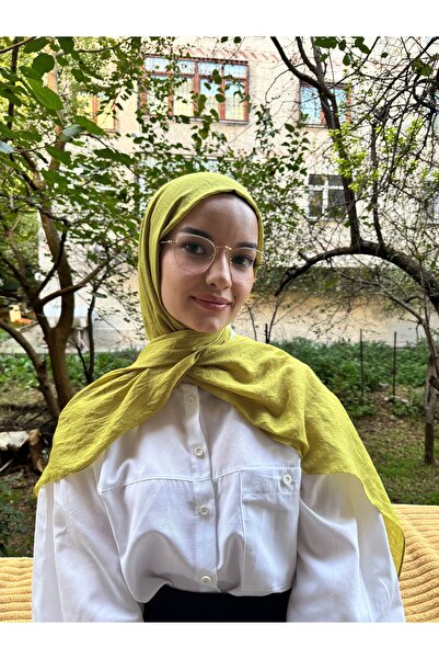 shalby Tesettür Pamuk Crash Şal Yağ Yeşili