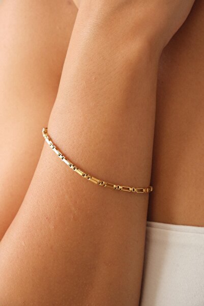 ByFlorya Jewelry Çelik Dikdörtgen Kare Bileklik Kutu Dikdörtgen Bileklik 2mm Kararmaz 17cm+4cm-21cm