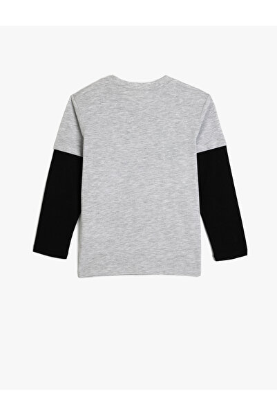Koton İskelet Baskılı Bisiklet Yaka Uzun Kollu Tişört