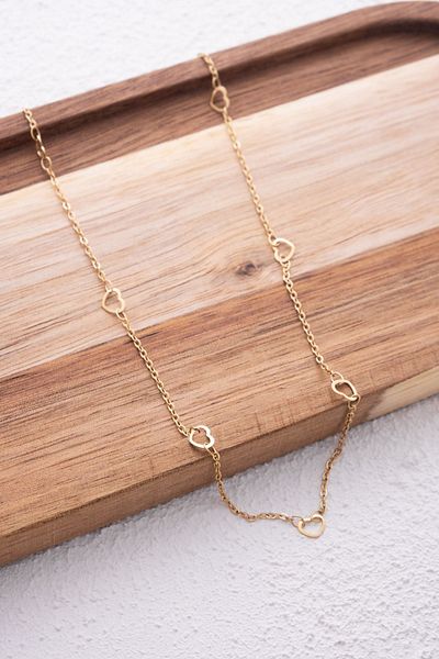 ByFlorya Jewelry Steel Heart Slim Classic Chain Necklace Slim Force Heart Chain 1mm Elegant Minimal